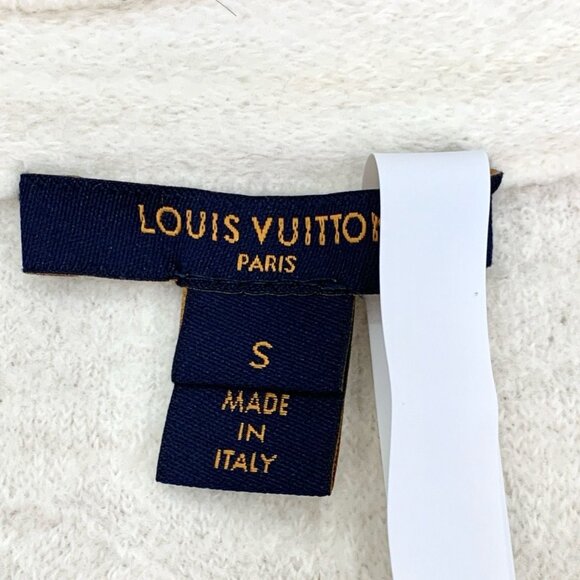 Louis Vuitton White Embossed Logo Short-Sleeve Knit Wool Top Size S Made In Ital - Picture 6 of 8